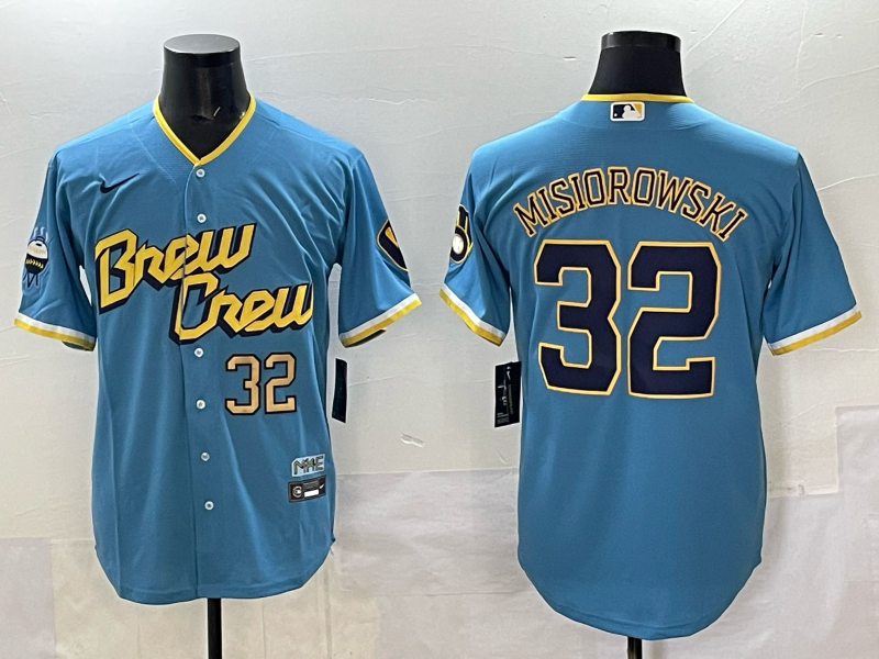 Men Milwaukee Brewers #32 Misiorowski blue Nike MLB 2025 jersey 003->milwaukee brewers->MLB Jersey